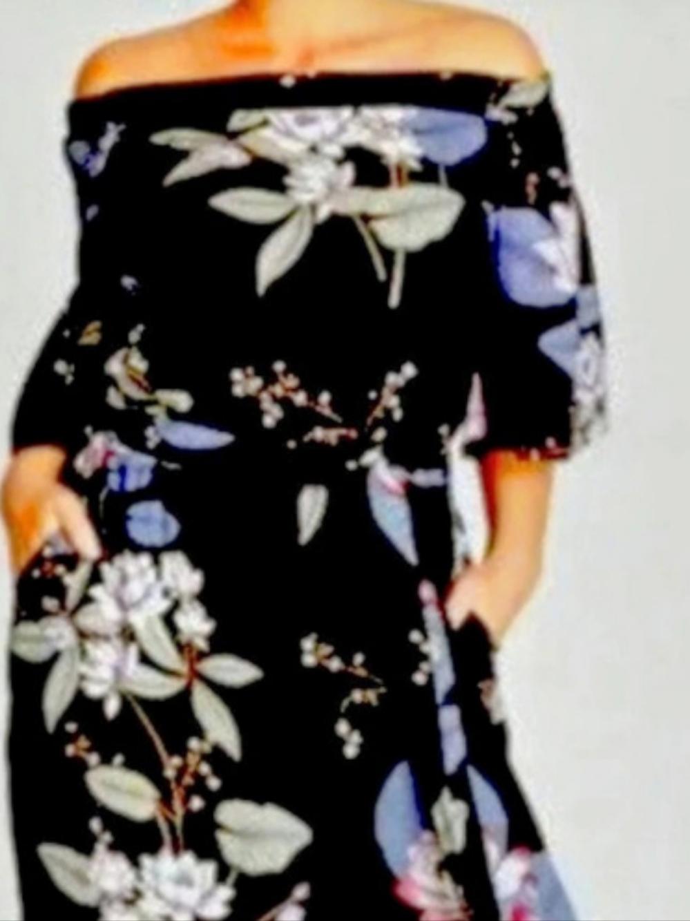 Floral Off-Shoulder 1pc Jumpsuit in Navy Blue & Floral